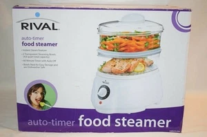Rival Double Stack Instant Steam Food and Vegetable Steamer w Auto Timer - White - Picture 1 of 14