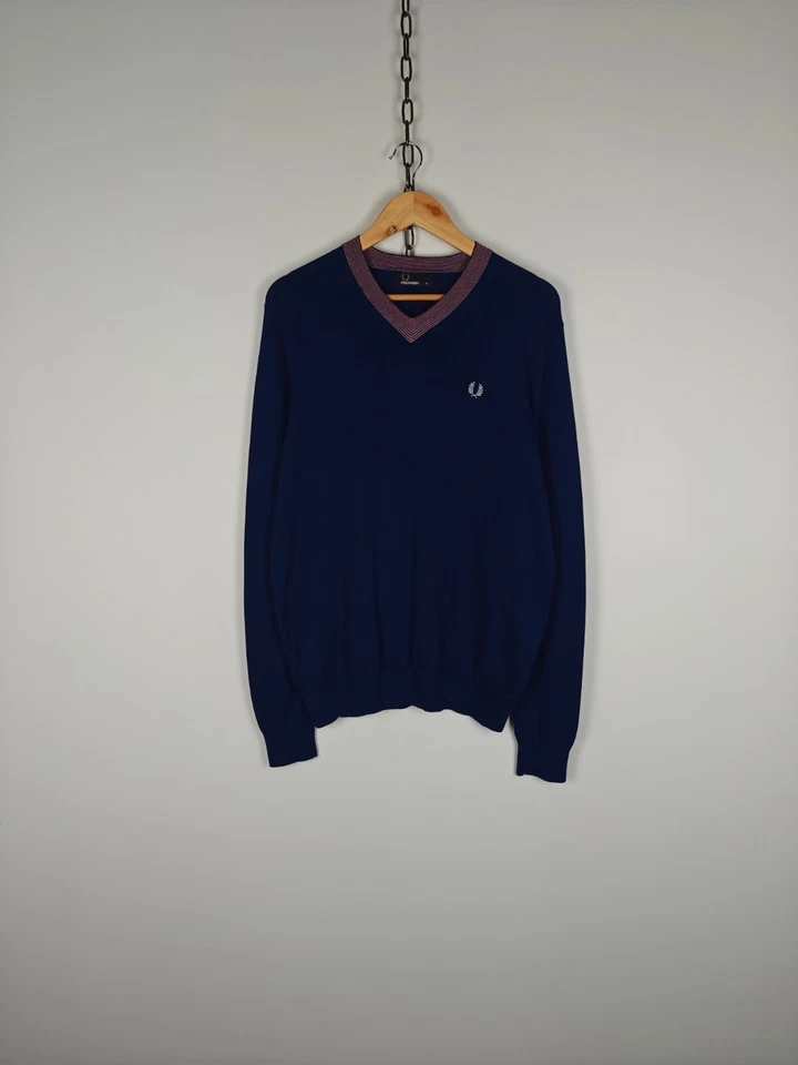 Fred Perry Sweater Blue Pullover Logo size M - Image 1 of 4