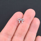 15 Tiny Bow Charms Antique Silver Tone 2 Sided - Sc1200