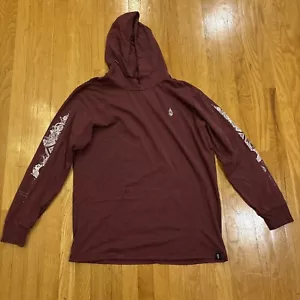 Threyda Hoodie Mens Maroon Red Pullover Lightweight Jersey Geometric Mandala XL - Picture 1 of 6
