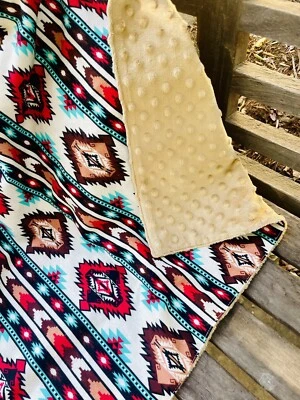 阿兹特克男宝宝女宝宝毯子柔软抓绒和薄织物双面手工制作 — 第 1/4 张图片