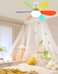 Multicolour Flower LED Ceiling Fan with Light Dimmable E27Bedroom 40W 20.5" Wide - Picture 1 of 9