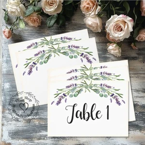 TARJETAS O LETREROS DE MESA DE BODA DE EUCALIPTO Y LAVANDA DE DOBLE CARA #96 - Imagen 1 de 9