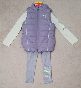 Puma Girls 3-piece set: Vest, Pants, Long Sleeve Shirt size 5 Purple New - Picture 1 of 7
