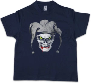 JOKER SKULL I Kids Boys T-Shirt Dead Tattoo Art Rockabilly Skeleton Roses Artist - Picture 1 of 1