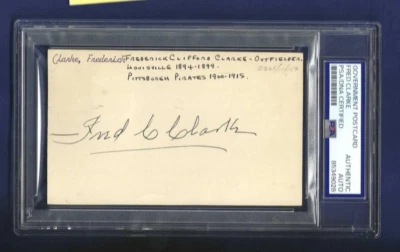 Fred Clarke Pittsburgh Pirates Baseball Autographed Government Postcard PSA SLAB - Image 1 of 2