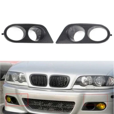 New Fog Light Cover Carbon Fiber Style Grille H-Style for BMW E46 M3 2001-2006 - Image 1 of 4