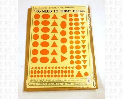 Virnex HO Decals Circle Oval Triangle Logo Shapes Safety Orange 1984 - Image 1 of 2