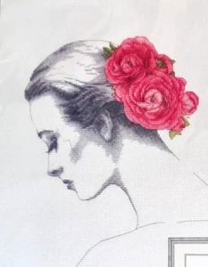 DIMENSIONS FLORAL PORTRAIT Counted Cross Stitch Kit   Lady with flowers in hair - Picture 1 of 3