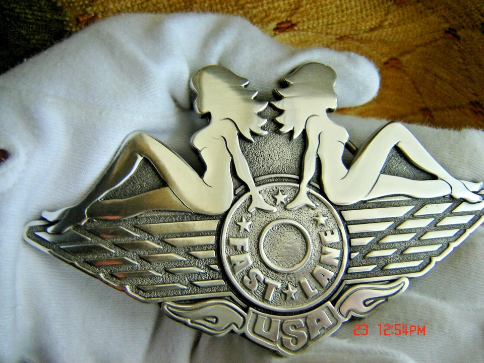 USA belt buckle fast lane babes motorcycle biker buckle. - Image 1 of 1