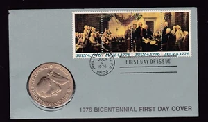1976 Bicentennial THOMAS JEFFERSON COIN & FIRST DAY COVER July 4, 1776 - Picture 1 of 3
