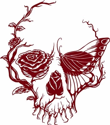 Calcomanía adhesiva de vinilo calavera mariposa rosa flor coche camión ventana Foto 1 de 4