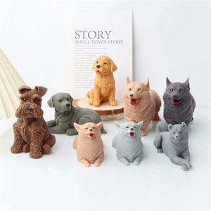 Hot 3D Statue Candle Silicone Mold DIY Cat Dog Soap Resin Baking Crafts Mould UK - Picture 1 of 21