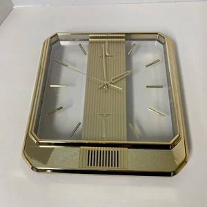 Vintage 1980s Marcel Gold Tone Hour Strike Wall Clock Acrylic Works! - Picture 1 of 11