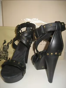 $450 NUEVO Burberry Mujer US 6.5 EU 37 Negro Denim Cheque Zuecos Sandalias Zapatos Caja - Imagen 1 de 12