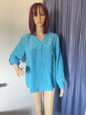 Blusa Scilla by Dora Landa L 100% seda azul celeste - Imagem 1 de 4