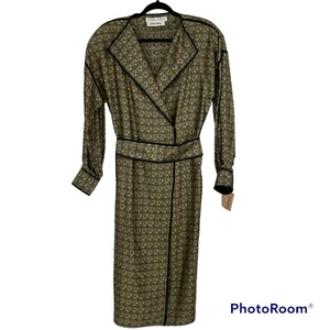Vtg Geoffrey Beene Neiman Marcus Dress Silk Gold Black Shoulder Pads Size 12 NEW - Picture 1 of 12
