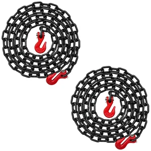 2PK - Binder Chain 1/4'' X 10' Grade 80 Transport Tow Chain Grab Hooks 3,500 LBS - Picture 1 of 6
