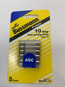 Fusible con tarjeta Bussmann Bp/Agc10 paquete de 5 10 amperios agc-10 - Imagen 1 de 2