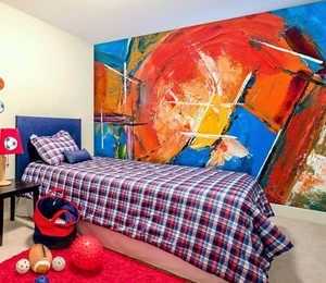 3D Red Oil Painting ZHU615 Wallpaper Wall Mural Removable Self-adhesive Zoe - Picture 1 of 5