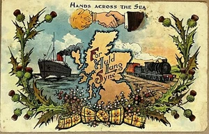 New Year Auld Lang Syne Ships Hands Across the Sea Antique Postcard c1910 - Picture 1 of 6
