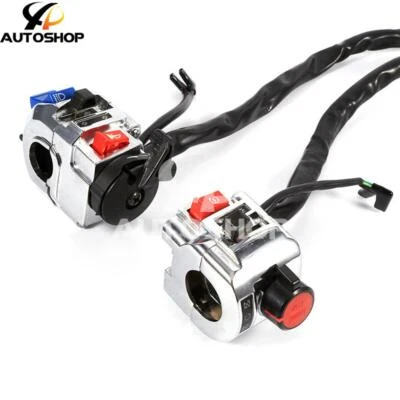 Interruptor de control de manillar de motocicleta de 7/8" carcasa cromada interruptor de arranque de señal de giro Foto 1 de 4