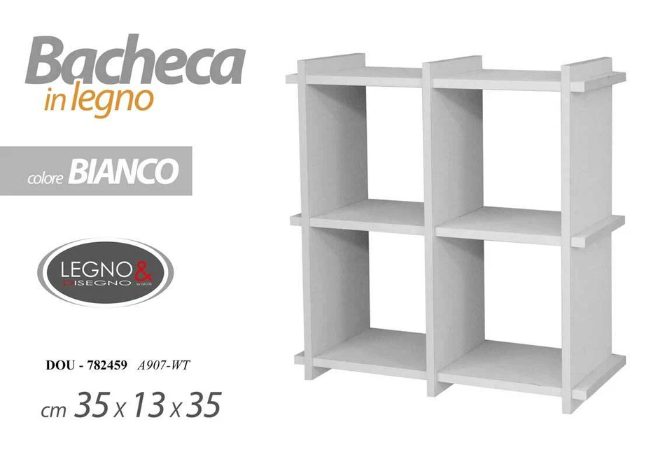 MENSOLA PARETE MODERNA BACHECA SCAFFALE CUBO LEGNO CLASSICO BIANCO 35*13*35 CM - Immagine 1 di 3
