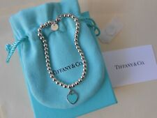 Tiffany & Co. Blue Heart Tag Bead Bracelet 6.75"  NWOT