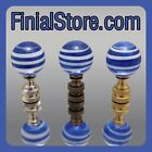 Unique Royal Blue Handmade Glass Ball Finials-Nickel,Polished,Antique Brass Base
