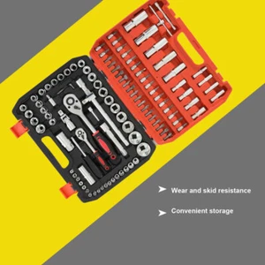 108-teiliges Handwerkzeug-Set Mechaniker-Set Schlagschrauber-Steckschlüssel Haushalt Reparaturwerkzeuge mit Koffer - Bild 1 von 11