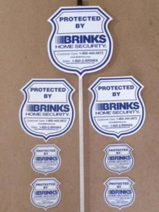 NEW REFLECTIVE BRINKS SECURITY Yard Signs + 4 Window Decals & 1 Stake - Picture 1 of 3