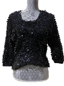Vintage 1960’s Windsor of Hong Kong Hand Beaded Sequins 100% Wool Womens size L - Picture 1 of 15