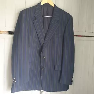 Vtg Brook Taverner Blazer Boating Jacket Sz 42 L Navy Green Black Stripe - Picture 1 of 8