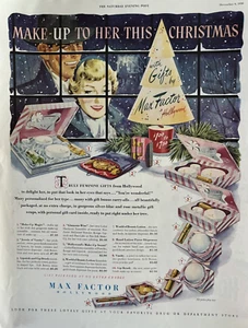 1952 Max Factor Cosmetics Hollywood Gifts Christmas Drug Store Vintage Print Ad - Bild 1 von 1