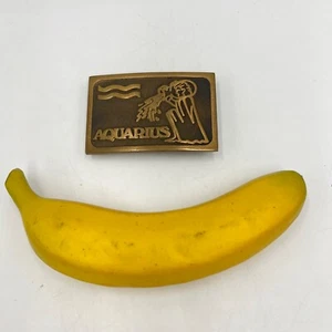 Aquarius Zodiac Sign Solid Brass UB Ultimate Buckle Co. Vintage Belt Buckle - Picture 1 of 13
