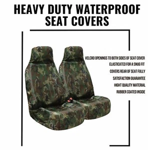 Waterproof Car Van 4x4 seat covers Green Camouflage 1 1 Heavy Duty Fit All - Picture 1 of 4