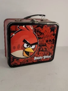 Angry Birds Metal Tin Lunchbox Red Rovio School Snack Bag Tote Lunch Box 2013 !! - Picture 1 of 3