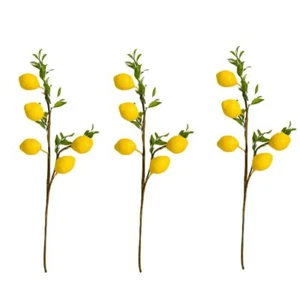 3 Pcs Artificial Lemon Decor 19" Fake Lemons Branch Beautiful Yellow Lemon Br... - Picture 1 of 7