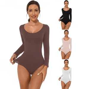 Lady's Long Sleeve Body Shaper Thong Bodysuit Sports Jumpsuit Strong Shapewear - Picture 1 of 18