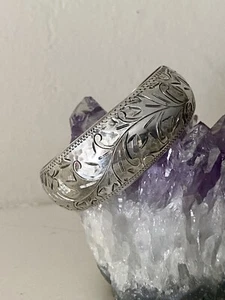 Vintage 925 Sterlingsilber geätzte Manschette Armband Western Cowboy Südwesten - Bild 1 von 13