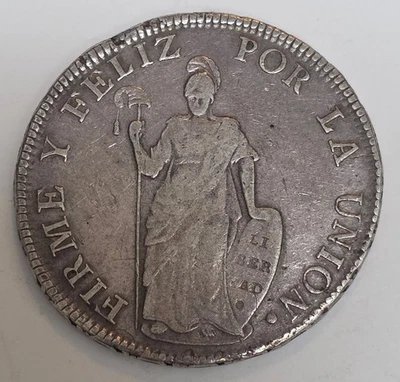 1834 Peru 8 Reales Silver Coin Cuzco w/ Great Details - Image 1 of 2