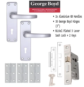 George Boyd Door Handles Aluminium Key Lock Door Handle Set + 2 Keys - Picture 1 of 4