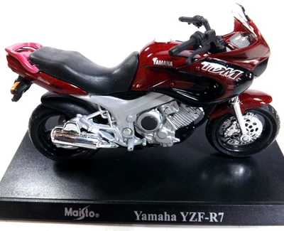 Motocicleta fundida a presión vintage Yamaha YZF-R7 escala 1:18 con soporte nueva Foto 1 de 4