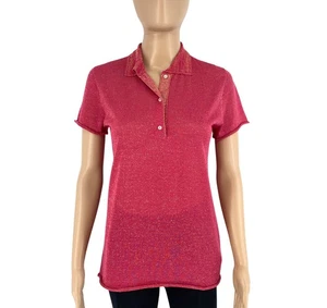 LA MARTINA Women Dark Pink Short Sleeves Lurex Polo Shirt Size 1/ XS - Picture 1 of 11