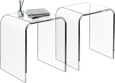 WAHFAY Acrylic End Table Set of 2, Clear Lucite Coffee Table,Contemporary Squ... - Image 1 of 4