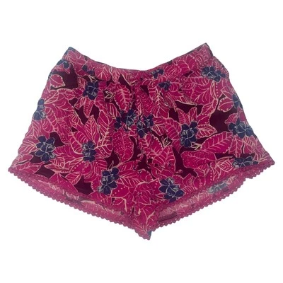 Pantalones Cortos Hollister Adultos Pequeños Púrpura Floral Viscosa Elástico Corbata Cintura Suave Para Mujer Foto 1 de 4