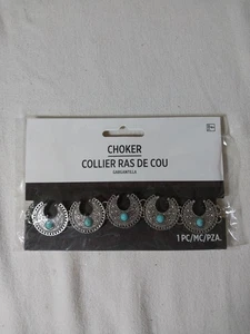 Halloween Choker Silver Tone Costume Cosplay Accessory Amsan - Picture 1 of 5