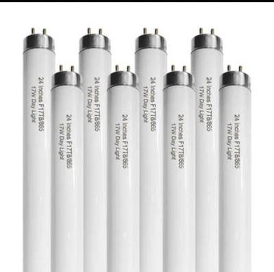 24 Inch F17T8/865 Fluorescent Bulb Daylight 6500K, 17 Watt T8 Light Bulb 8 Pack - Image 1 of 3