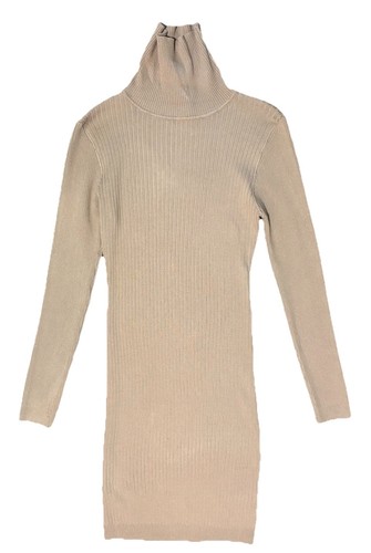 VETEMENTS Abito maglione Love Tree beige tinta unita aderente taglia L girocollo