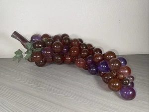 Vintage Lucite Purple Grapes Cluster on Driftwood Large 20" Long MCM 1960's - Picture 1 of 16